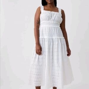 Gap x Doen Eyelet Midi Dress Off White Large Angel Core Summer Beachy New $158